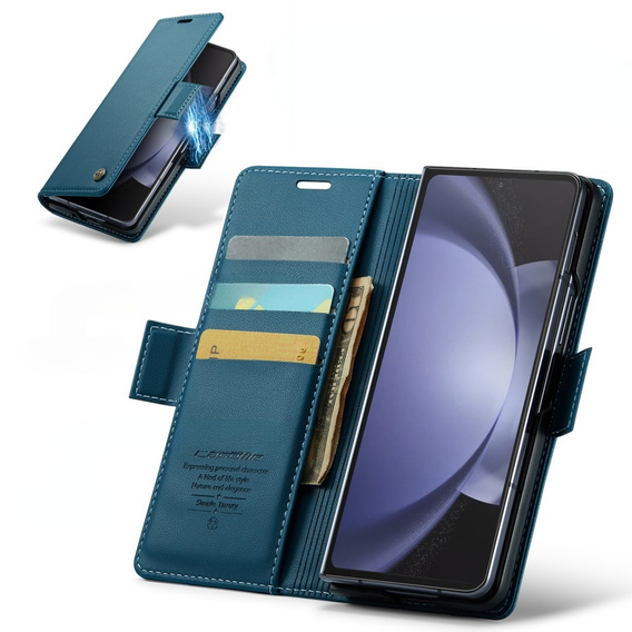 CASEME flip case for Samsung Galaxy Z Fold6 5G, Litchi Wallet, blue