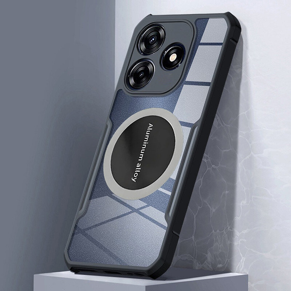 Case for Realme C63, with magnetic sheet, transparent / black
