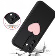 Case for Samsung Galaxy A56 5G, Silicone Heart, black + 9H tempered glass