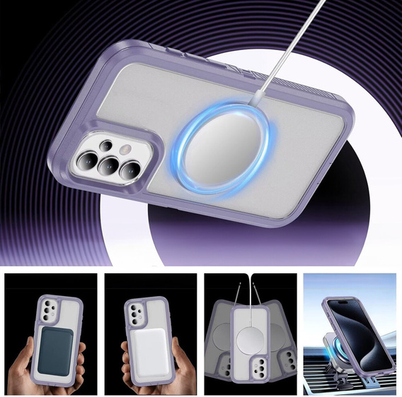 Case with frame for Samsung Galaxy S23 FE, for MagSafe, transparent / purple