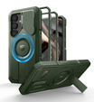 Armored case for Samsung Galaxy S25, Dexnor CamProtect MagSafe, green (Two frames)