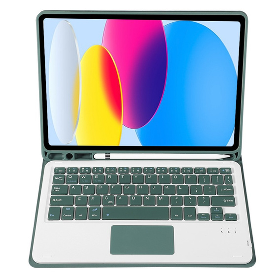 Case + keyboard iPad 10.9 2022 10 Gen, TouchPad Pen Slot, dark green