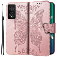 Flip case for TCL 40 NXTPaper, Butterfly, pink rose gold