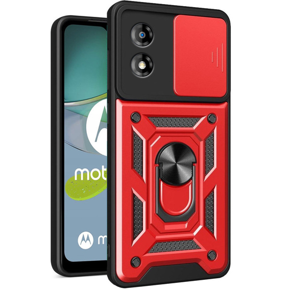 Case for Motorola Moto E13, CamShield Slide, red