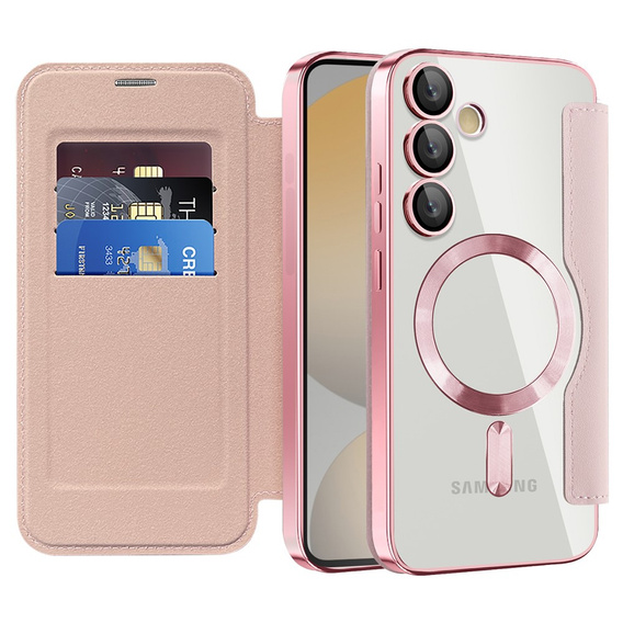 Flip case for Samsung Galaxy S24 FE, RFID Wallet MagSafe CamShield, pink