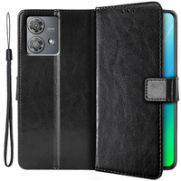 Flip case for Motorola Edge 40 Neo, Crazy Horse Wallet, black