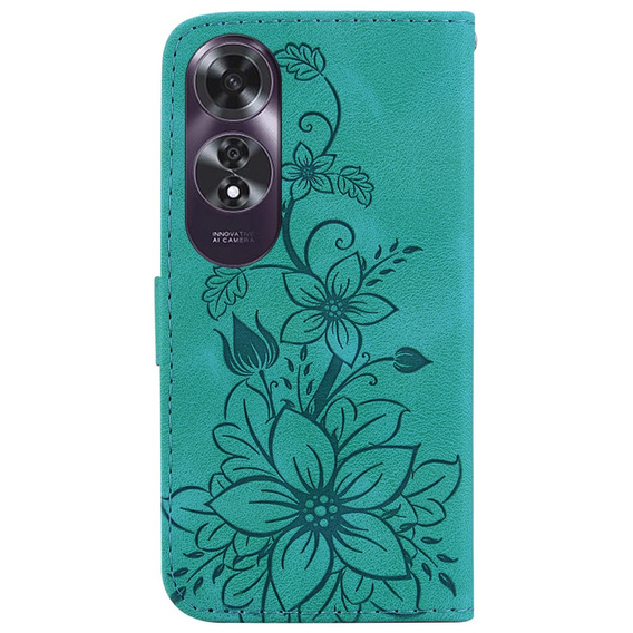 Flip case for Oppo A60, Lily Flower, green