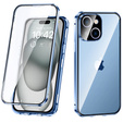 Case for iPhone 15 Plus, Magnetic Dual Glass, blue