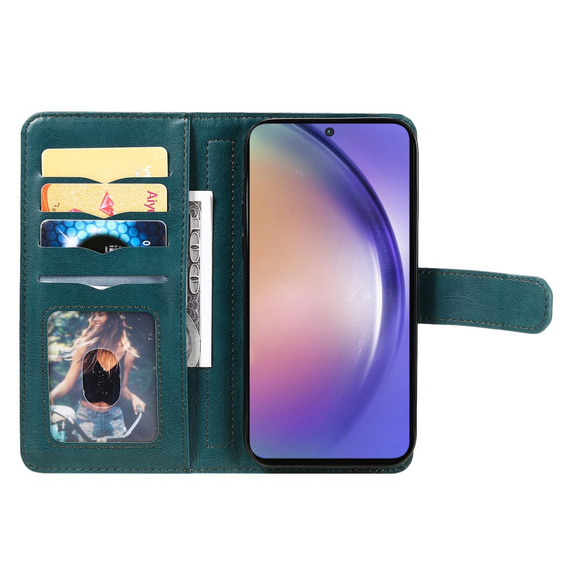 Flip case for Samsung Galaxy A55 5G, 10 Card Slots Wallet, green