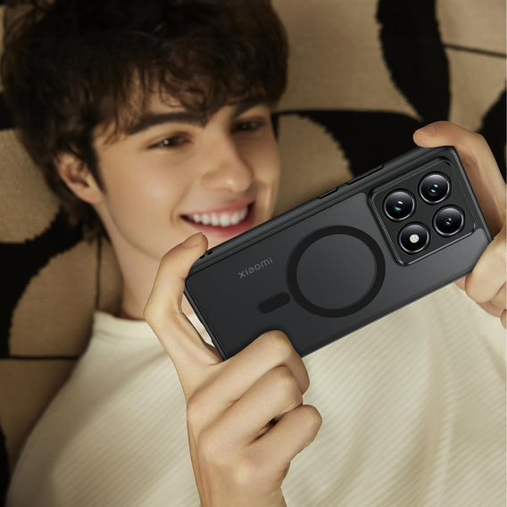 Case for Xiaomi 14T Pro, for MagSafe, ERBORD Matt Case, black + Screen Glass