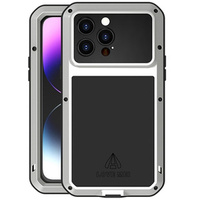 Love Mei Case for iPhone 14 Pro Max, armored with glass, silver