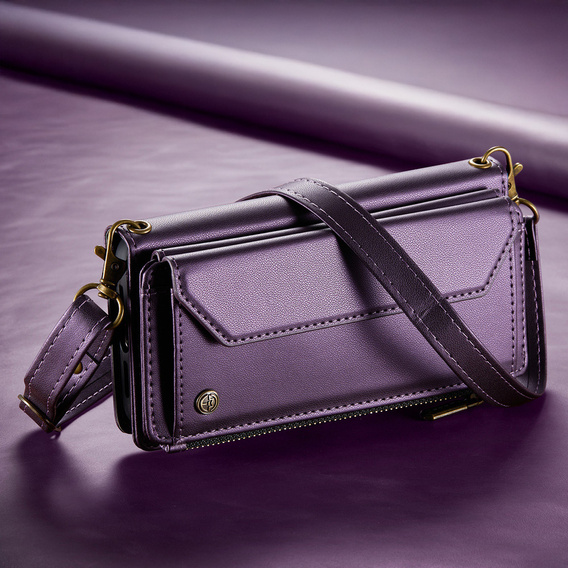 Flap case for Samsung Galaxy A17 5G, wallet with lock and straps - purple