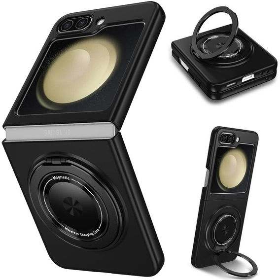 GKK case for Galaxy Z Flip 5 5G, Corners Dropproof MagSafe, clear / purple