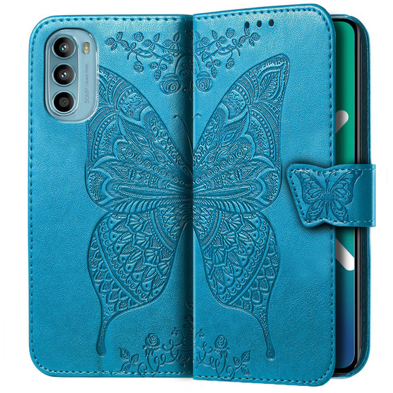 Flip case for Motorola Moto G52 / G82 5G, Butterfly, blue
