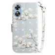 Flip case for Oppo A17, Light Spots Decor, flowers magnolia, grey