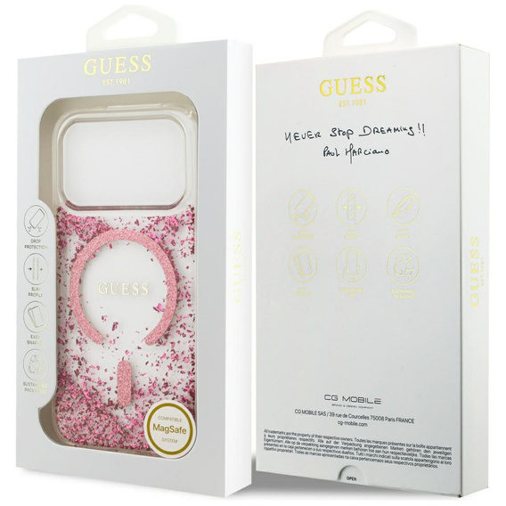 GUESS Resin Bottom Glitter MagSafe Case for iPhone 17 Pro