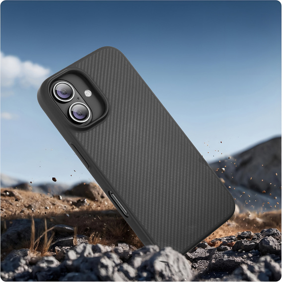 Case for iPhone 16, Aramid Fiber Cover, black