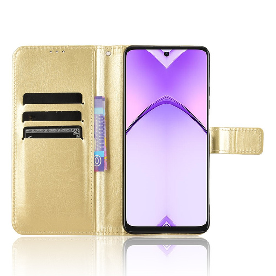 Flip case for Oppo A40 / Oppo A40m, Crazy Horse Wallet, gold