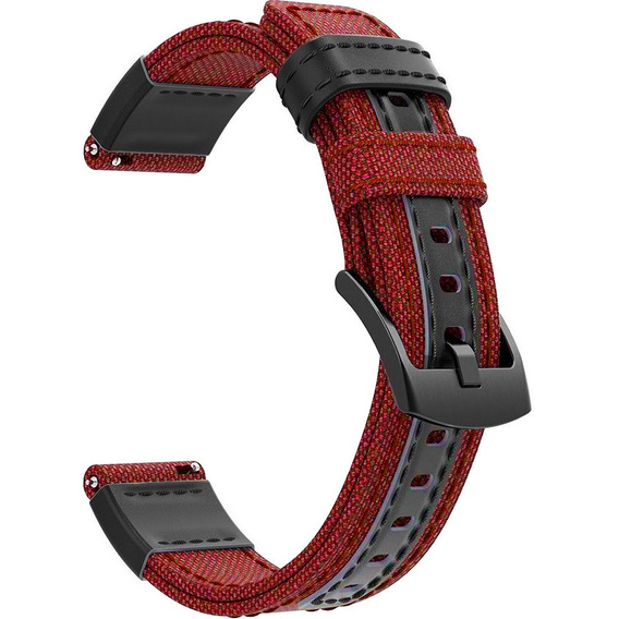 Canvas+Leather strap 20mm - Red