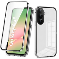 Case for Samsung Galaxy A56, Magnetic Dual Glass, silver