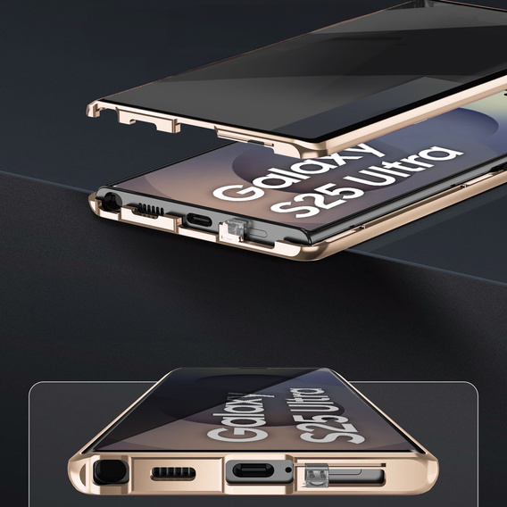 Case for Samsung Galaxy S25 Ultra, Privacy Dual Glass, gold