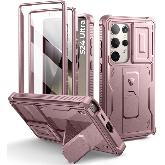 Armored case for Samsung Galaxy S24 Ultra, Dexnor Full Body (Two Frames), pink rose gold
