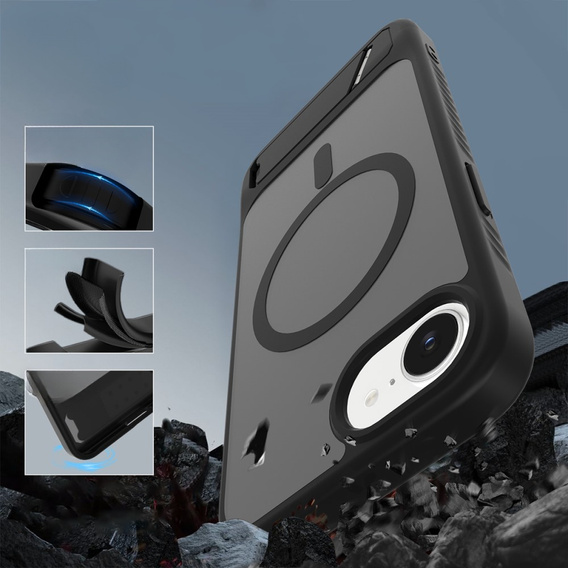 Case for iPhone 16E, Kickstand Matt Case, for MagSafe, black