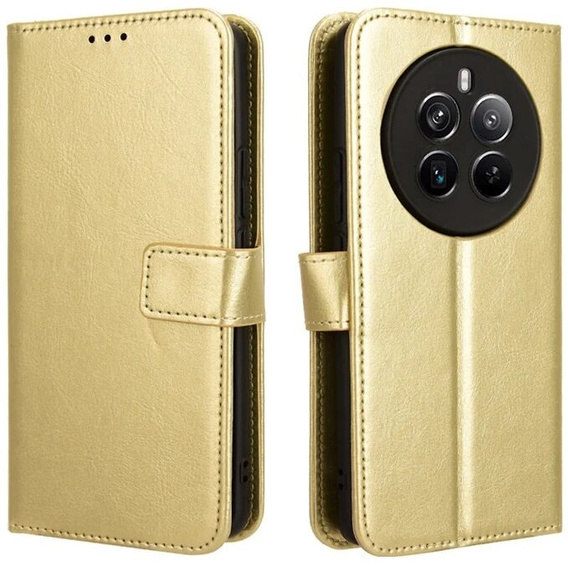 Flip case for Realme 12 Pro 5G / 12 Pro+ 5G, Crazy Horse Wallet, gold