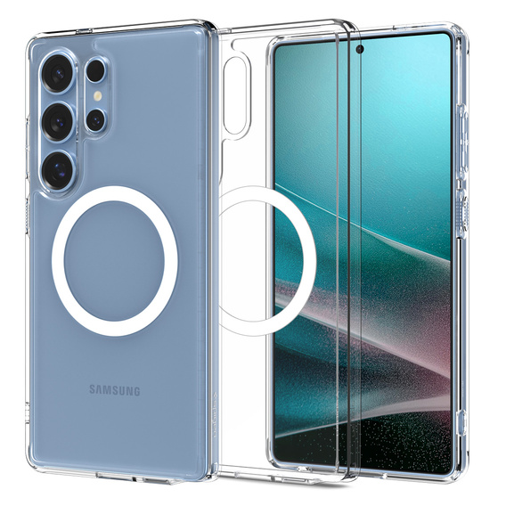 Spigen MagSafe Case for Samsung Galaxy S25 Ultra, Ultra Hybrid, transparent / white + 9H Tempered Glass