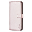 Flip case for Samsung Galaxy A25 5G, BINFEN Wallet, rose gold + 9H glass