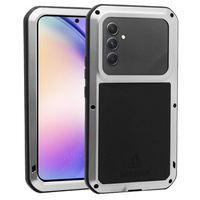 Love Mei Case for Samsung Galaxy A54 5G, armored with glass, silver