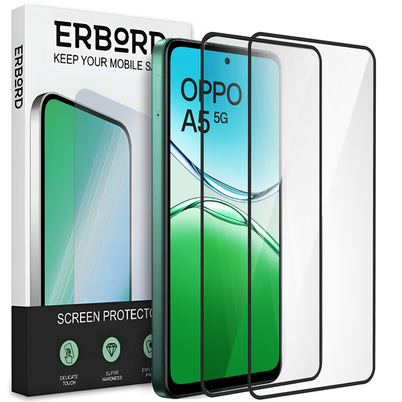 2x Tempered Glass for Samsung Galaxy A15 4G / A15 5G / M15, ERBORD 3D full display