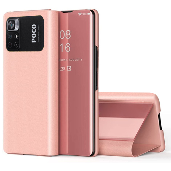 Case for Xiaomi Poco M4 Pro 4G, Clear View, pink rose gold