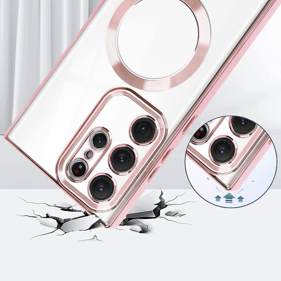 Case for Samsung Galaxy S22 Ultra, MagSafe Hybrid, pink rose gold