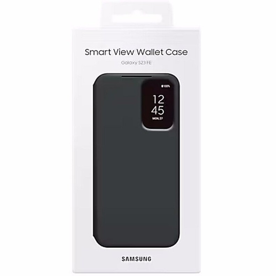 Original Samsung Case for Galaxy S23 FE, S View Wallet Cover, black