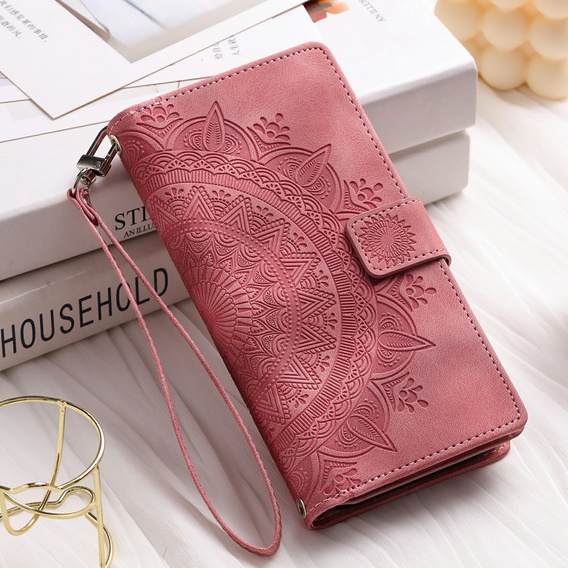 Flip case for Xiaomi Redmi Note 13 Pro 4G / Xiaomi Redmi Note 14S / Xiaomi Poco M6 Pro 4G, Mandala, pink rose gold