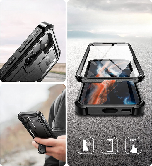 Armored case for Samsung Galaxy S23, Dexnor Full Body (Two Frames), black