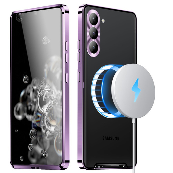 Camera Protection Case for Samsung Galaxy S23 Plus, CamShield MagSafe, transparent / purple