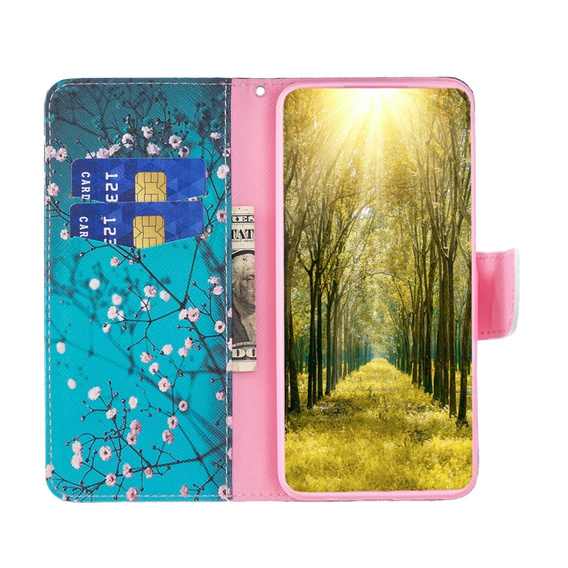 Flip case for Motorola Edge 40 Neo, Wallet, sakura, blue