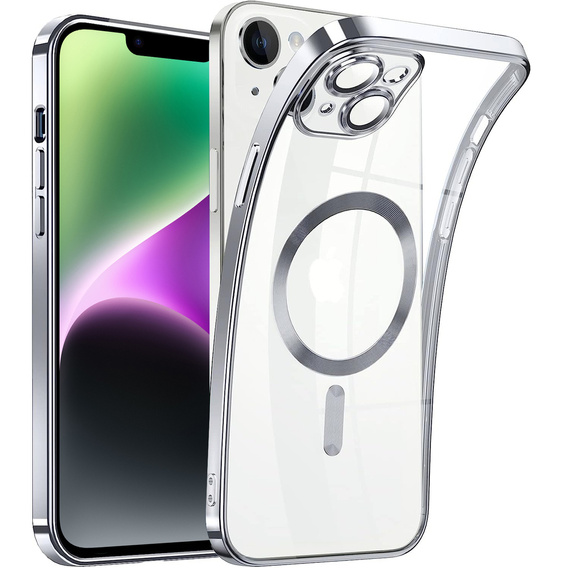 Case for iPhone 14, Electro MagSafe, silver + Screen Glass
