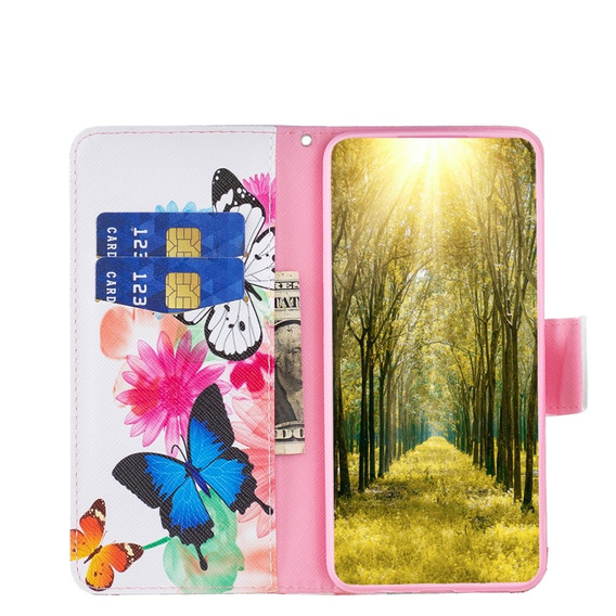 Flip case for Samsung Galaxy A35 5G, Wallet, Butterflies white