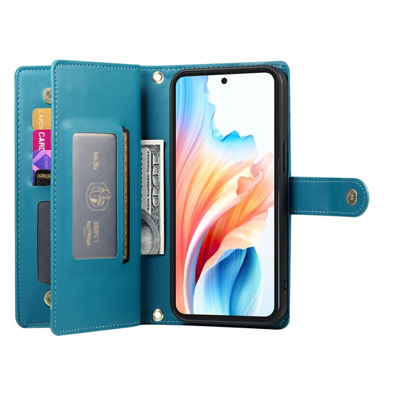 Flip case with zip pocket for Samsung Galaxy A57 5G, blue