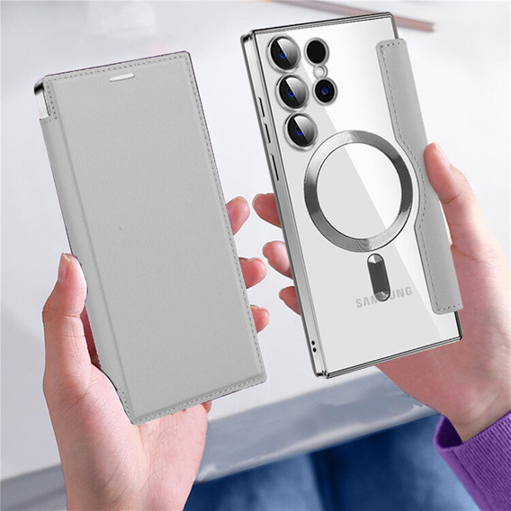 Flip case for Samsung Galaxy S24 Ultra, RFID Wallet MagSafe CamShield, silver