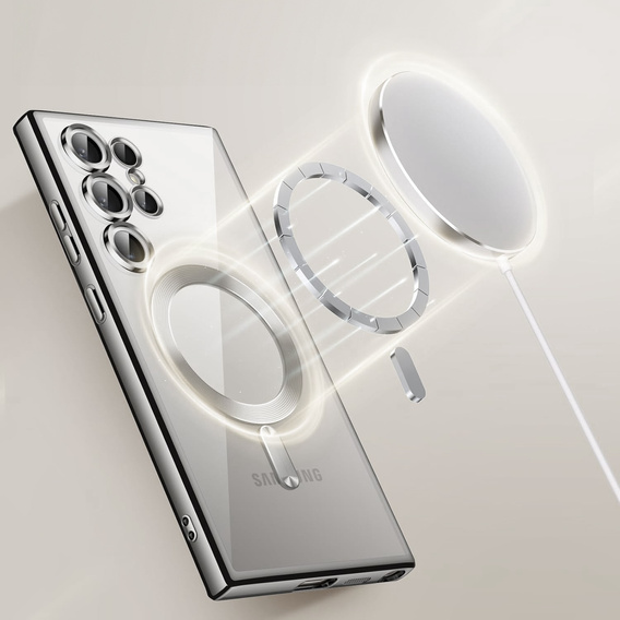 Case for Samsung Galaxy S25 Ultra, Electro MagSafe, silver + Screen Glass