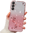 Case for Samsung Galaxy A25 5G, Glitter Flower, pink rose gold