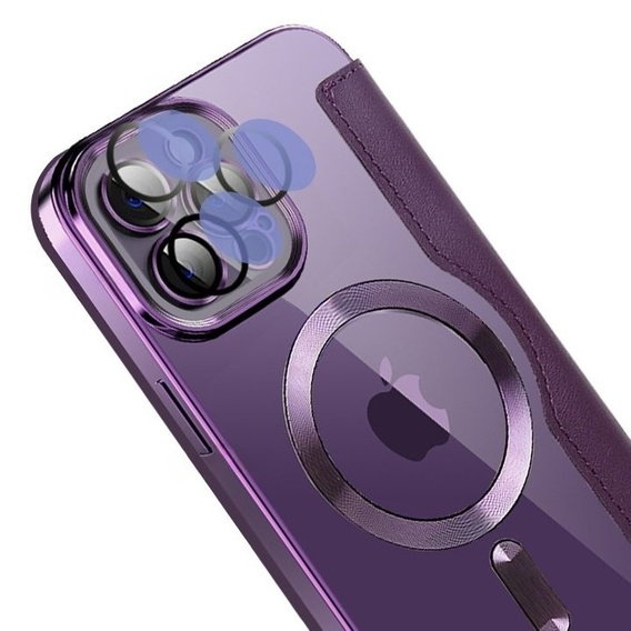 Flip case for iPhone 12 Pro Max, RFID Wallet MagSafe CamShield, purple