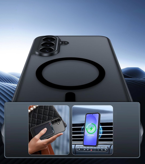 Case for Samsung Galaxy A36, for MagSafe, ERBORD Matt Case, black + Screen Glass