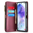 Case CASEME for Samsung Galaxy A55 5G, RFID Leather Wallet, with shoulder strap, red
