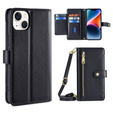 Flip case for iPhone 14, Wallet Zipper Pocket, black