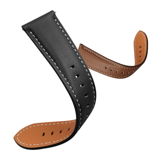 22mm Genuine Leather Coated Silicone Watch Band - Brown
